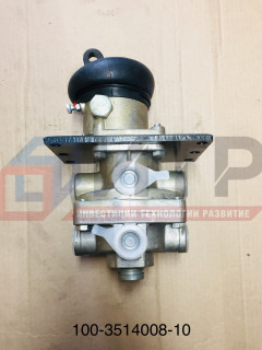 Кран тормозной 2-х секц. с рычагом (Рославль) 100-3514008-10